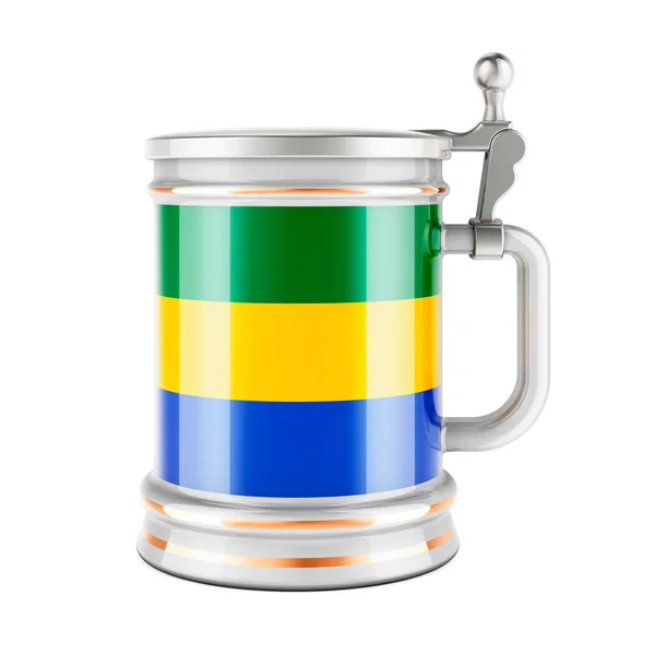 Beer Mug Gabonese Flag Рендеринг Ізольований Білому Тлі — стокове фото