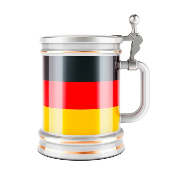 Beer Mug German Flag Rendering Isolated White Background — Stockfoto