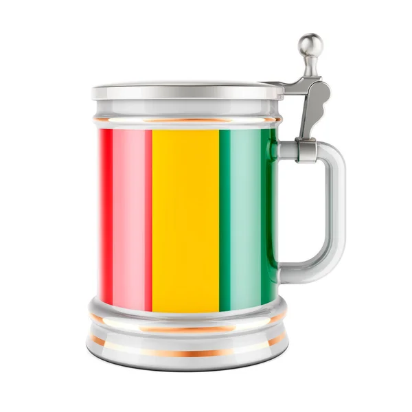 Beer Mug Guinean Flag Рендеринг Ізольований Білому Тлі — стокове фото