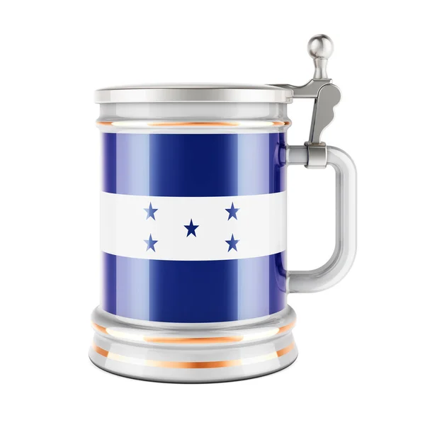 Beer Mug Honduranian Flag Rendering Isolated White Background — Stockfoto