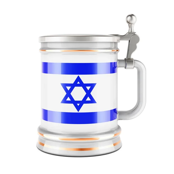 Beer Mug Israeli Flag Rendering Isolated White Background — Stock Photo, Image