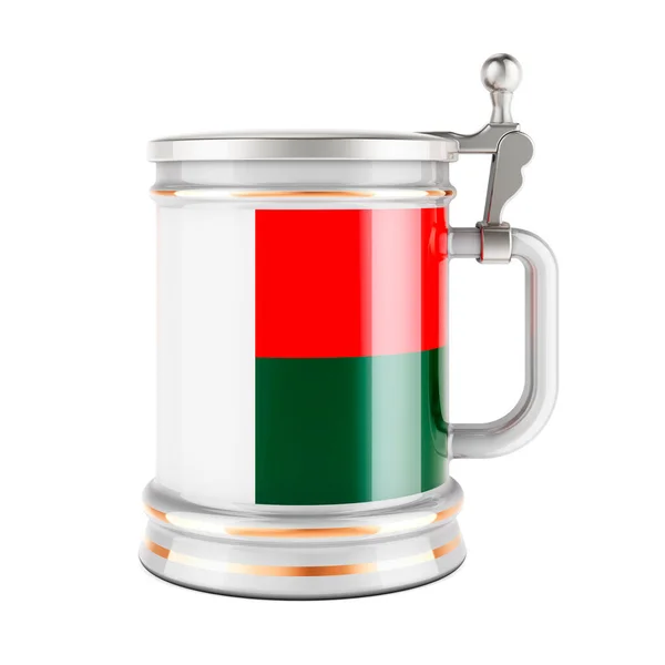 Beer Mug Madagascar Flag Рендеринг Ізольований Білому Тлі — стокове фото