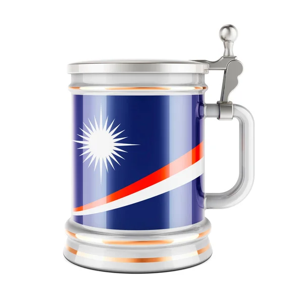 Beer Mug Marshallese Flag Рендеринг Ізольований Білому Тлі — стокове фото