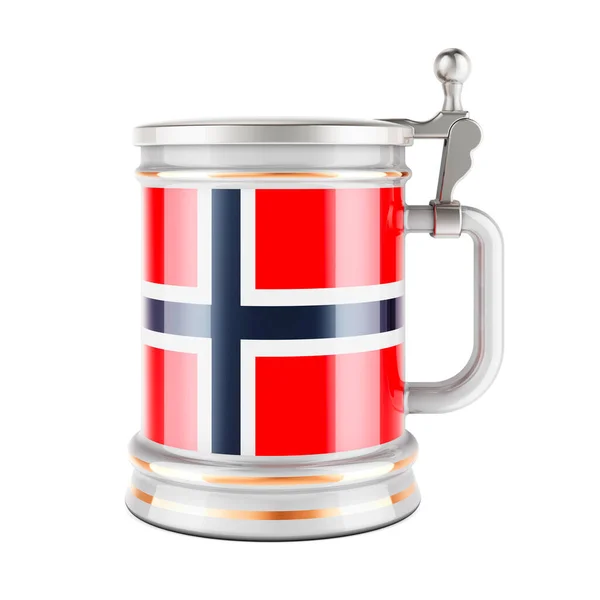 Beer Mug Norwegian Flag Rendering Isolated White Background — ストック写真