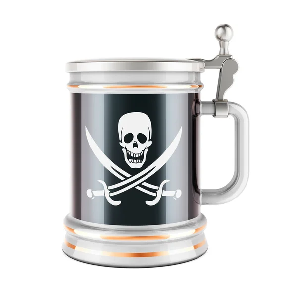 Beer Mug Piracy Flag Rendering Isolated White Background — ストック写真