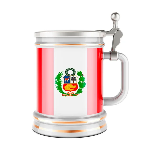 Beer Mug Peruvian Flag Rendering Isolated White Background — Stockfoto