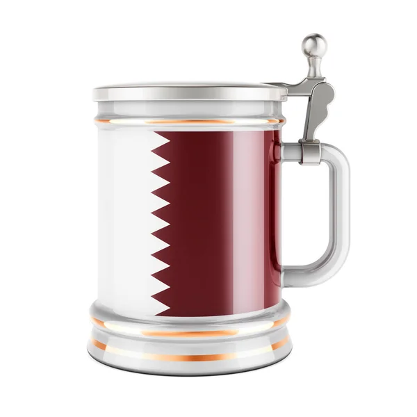 Beer Mug Qatari Flag Рендеринг Ізольований Білому Тлі — стокове фото