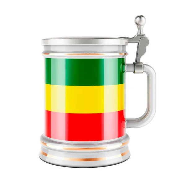 Beer Mug Rastafarian Flag Рендеринг Ізольований Білому Тлі — стокове фото
