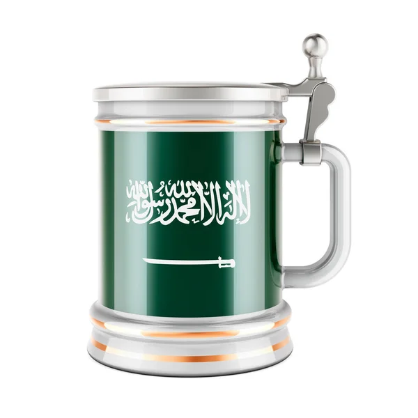 Beer Mug Saudi Arabian Flag Rendering Isolated White Background — Photo