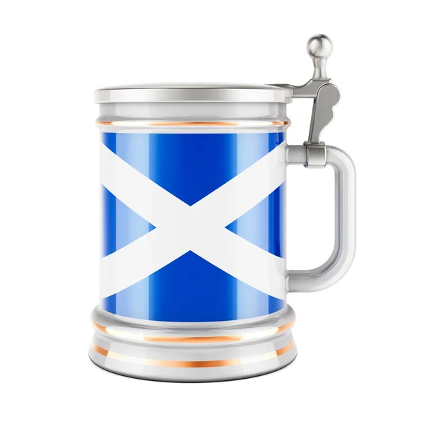 Beer Mug Scottish Flag Rendering Isolated White Background — Stockfoto