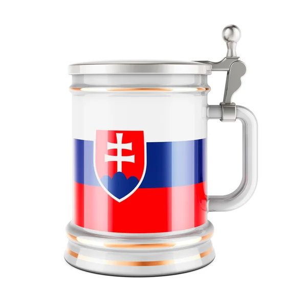 Beer Mug Slovak Flag Rendering Isolated White Background — ストック写真