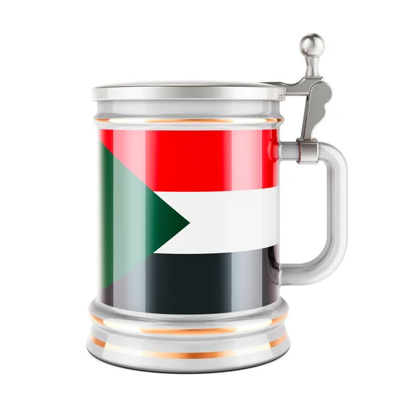 Beer Mug Sudanese Flag Rendering Isolated White Background —  Fotos de Stock