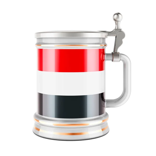 Beer Mug Yemeni Flag Рендеринг Ізольований Білому Тлі — стокове фото
