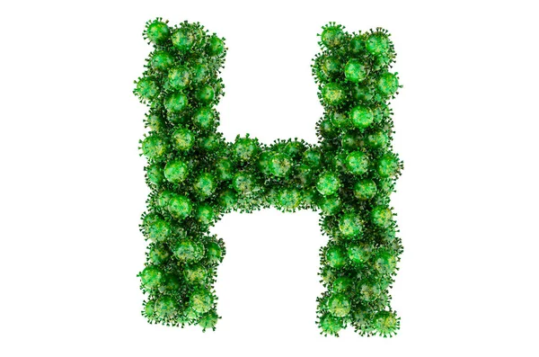Letter Green Viruses Rendering Isolated White Background — Zdjęcie stockowe