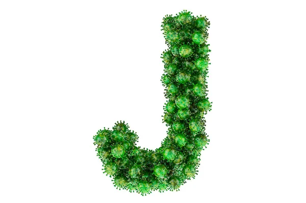 Letter Green Viruses Rendering Isolated White Background — Foto de Stock