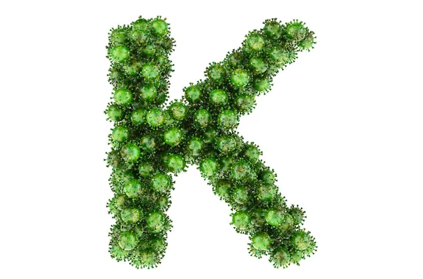 Litera Zielonych Wirusów Rendering Izolowany Białym Tle — Zdjęcie stockowe