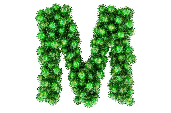 Brief Van Groene Virussen Rendering Geïsoleerd Witte Achtergrond — Stockfoto