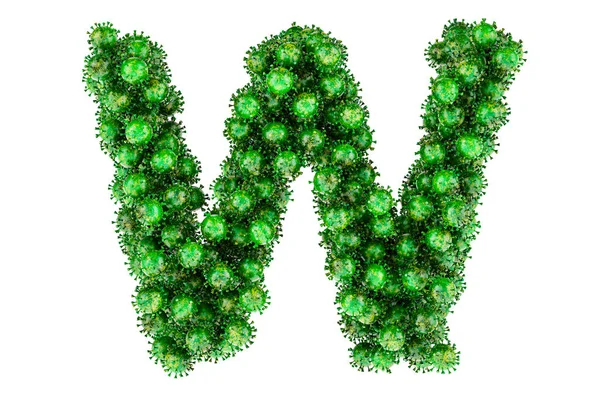 List Zielonych Wirusów Rendering Izolowany Białym Tle — Zdjęcie stockowe