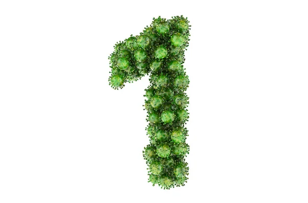 Number Green Viruses Rendering Isolated White Background — Stok Foto