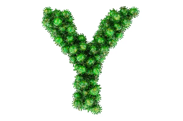 Letter Green Viruses Rendering Isolated White Background — Stok fotoğraf
