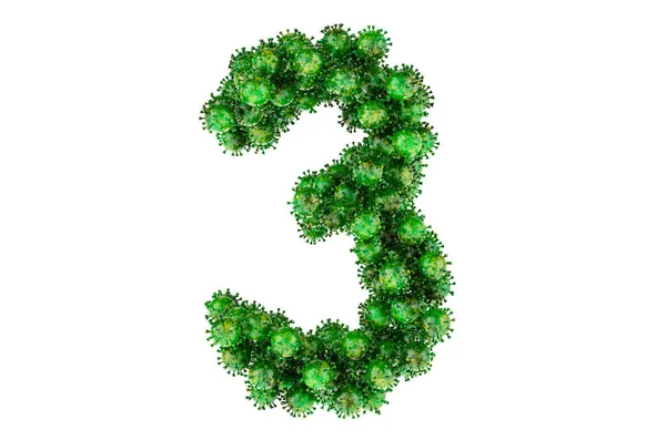 Number Green Viruses Rendering Isolated White Background — 图库照片