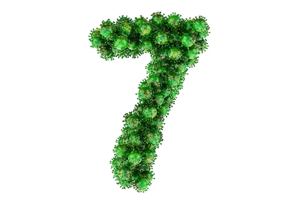 Number Green Viruses Rendering Isolated White Background — Stockfoto