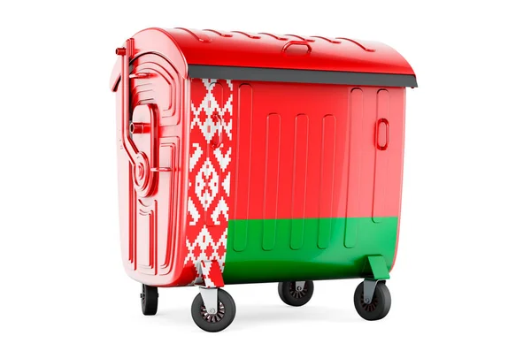 Garbage Container Belarusian Flag Rendering Isolated White Background — ストック写真