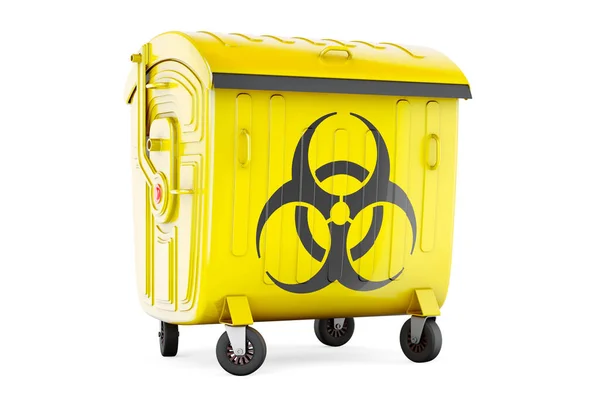 Garbage Container Biohazard Symbol Rendering Isolated White Background — Foto Stock