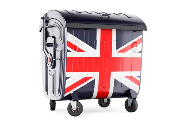 Garbage Container British Flag Rendering Isolated White Background — Stockfoto