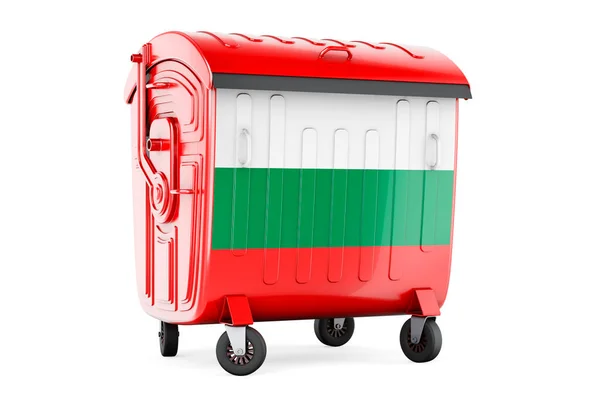 Garbage Container Bulgarian Flag Rendering Isolated White Background — Foto de Stock