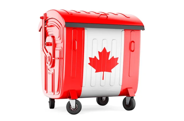 Garbage Container Canadian Flag Rendering Isolated White Background — Photo