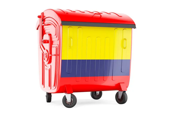 Garbage Container Colombian Flag Rendering Isolated White Background — Zdjęcie stockowe