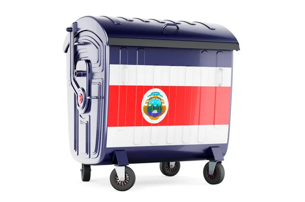 Garbage Container Costa Rican Flag Rendering Isolated White Background — ストック写真