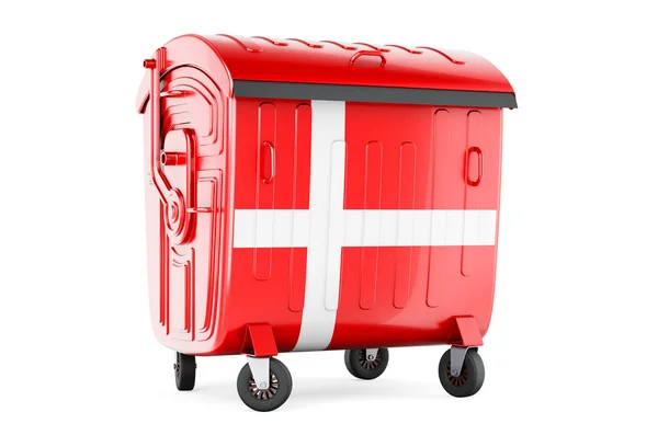 Garbage Container Danish Flag Rendering Isolated White Background — Foto de Stock