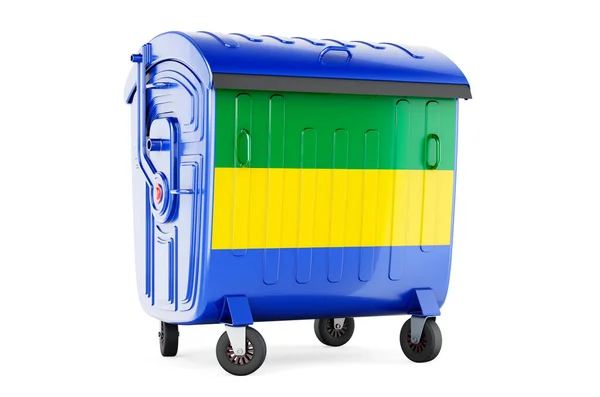 Garbage Container Gabonese Flag Rendering Isolated White Background — Foto Stock