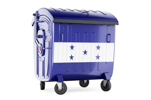 Garbage Container Honduranian Flag Rendering Isolated White Background — Foto de Stock