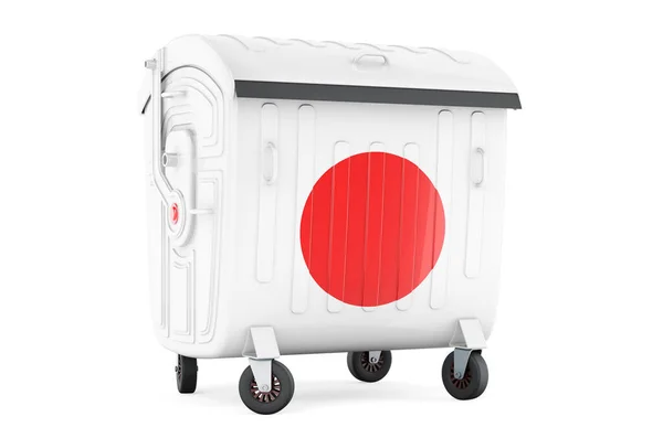 Garbage Container Japanese Flag Rendering Isolated White Background — Foto Stock