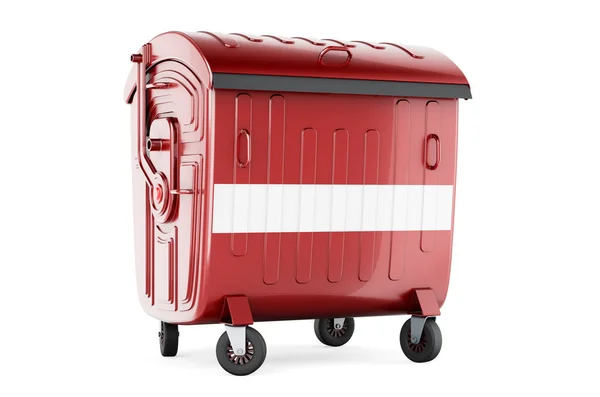 Garbage Container Latvian Flag Rendering Isolated White Background — Stockfoto