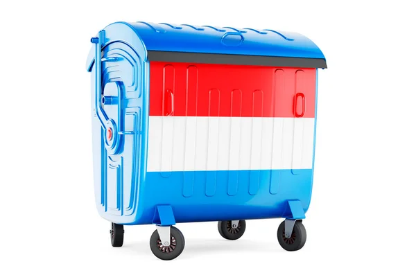 Garbage Container Luxembourgish Flag Rendering Isolated White Background — Foto Stock