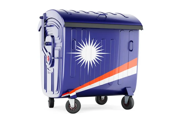 Garbage Container Marshallese Flag Rendering Isolated White Background — Foto de Stock