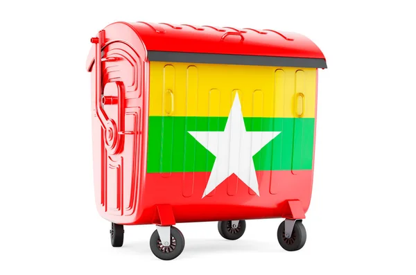 Garbage Container Myanmar Flag Rendering Isolated White Background — Foto de Stock