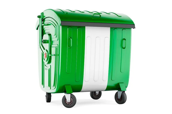 Garbage Container Nigerian Flag Rendering Isolated White Background — Foto Stock