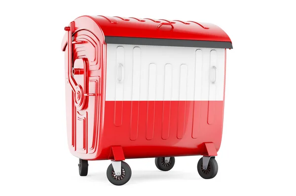 Garbage Container Polish Flag Rendering Isolated White Background — Foto Stock