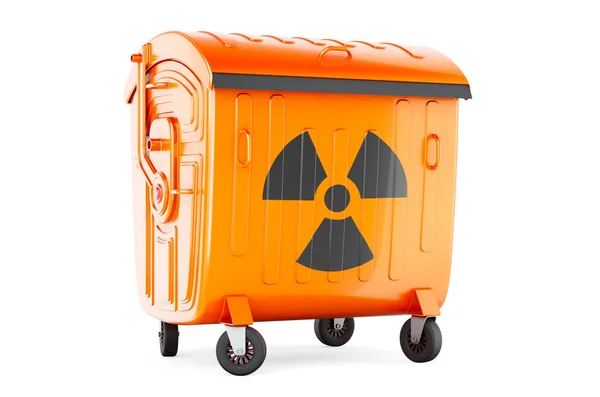Garbage Container Radiation Sign Rendering Isolated White Background — Stockfoto