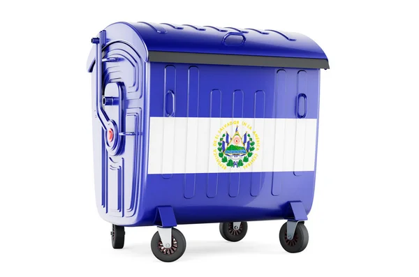 Garbage Container Salvadoran Flag Rendering Isolated White Background — ストック写真