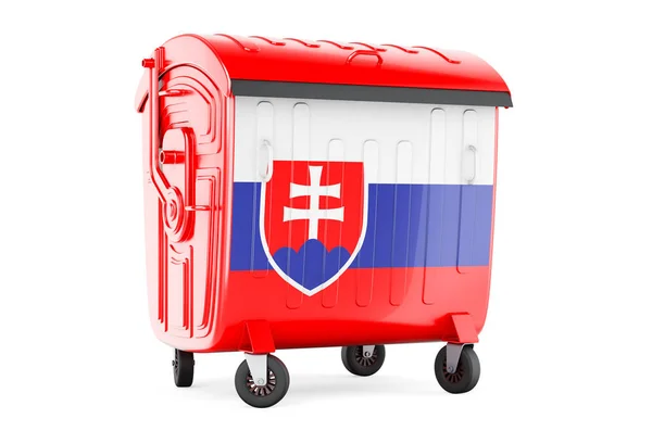 Garbage Container Slovak Flag Rendering Isolated White Background — 스톡 사진