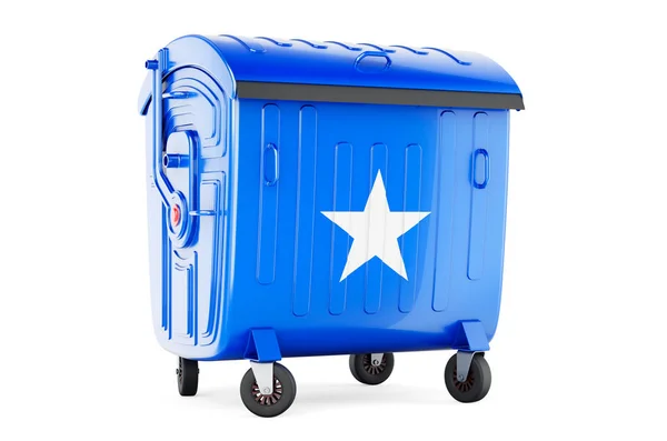Garbage Container Somali Flag Rendering Isolated White Background — Zdjęcie stockowe