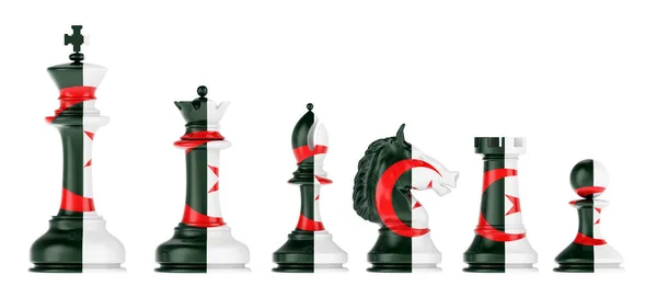Chess Figures Algerian Flag Rendering Isolated White Background —  Fotos de Stock