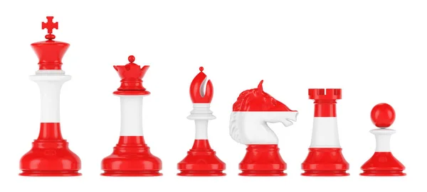 Chess Figures Austrian Flag Rendering Isolated White Background — Fotografia de Stock