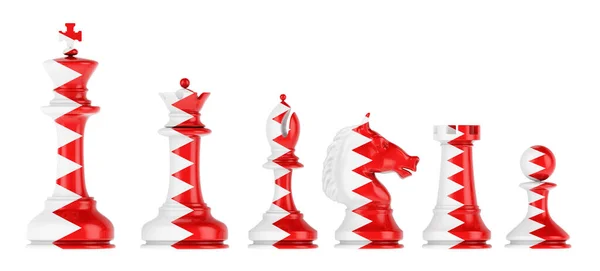 Chess Figures Bahraini Flag Rendering Isolated White Background — Stockfoto